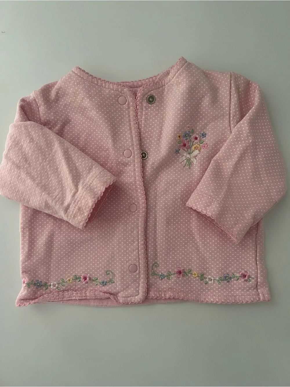 Vintage pink embroidered 2 piece set size 6 month baby girl